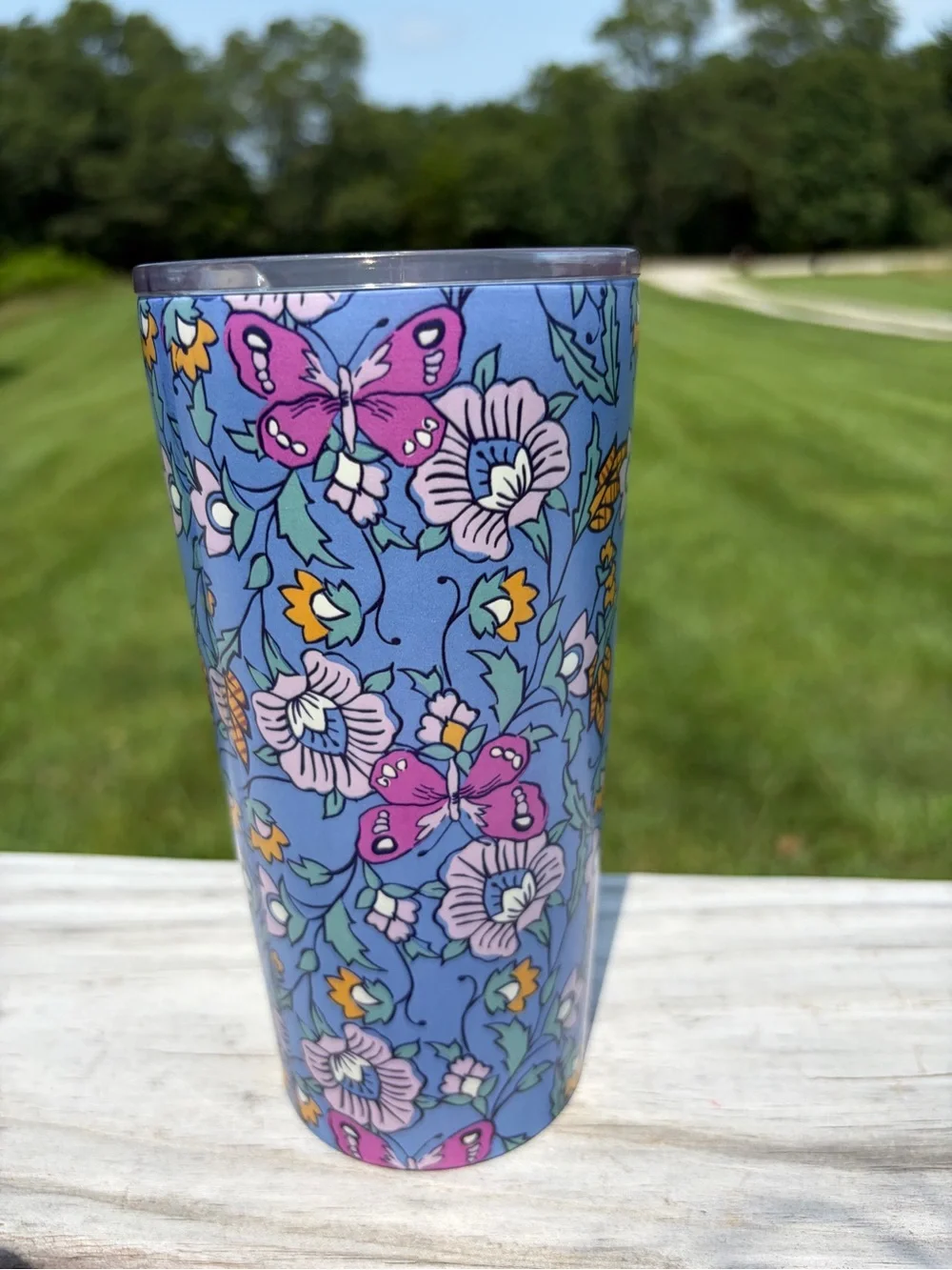 Vera Bradley 20oz Stainless Steel Travel Mug | Insulated Floral Tumbler Blue